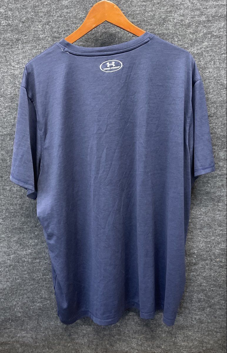 Under Armour Men's Blue Heathered V-Neck T-Shirt Loose Fit HeatGear Sz 2XL