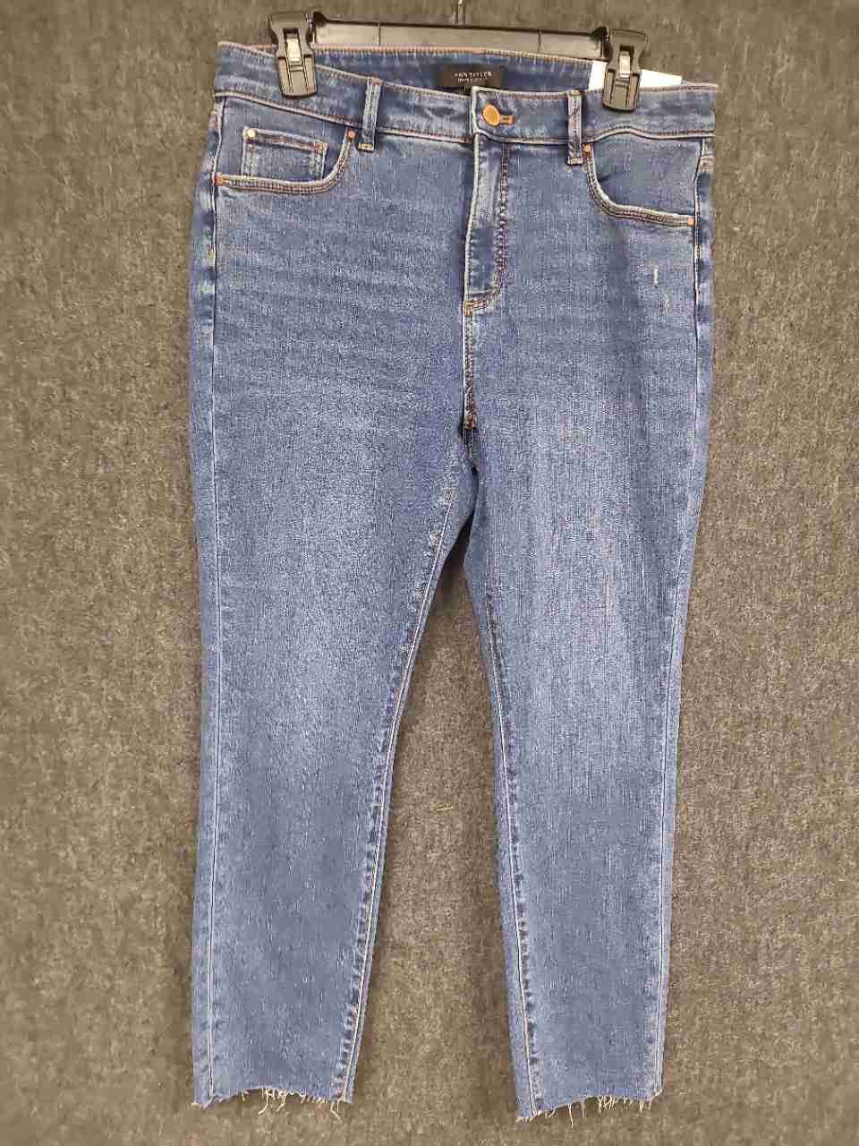 Ann Taylor Women's Blue The Skinny In Curvy Mid Rise Raw Hem Jeans NWT Sz 10P