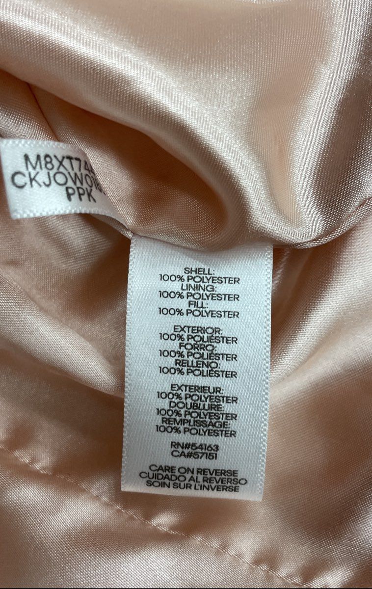 Calvin Klein Women's Light Pink Puffer Vest Quilted Full Zip Mock Neck Sz M