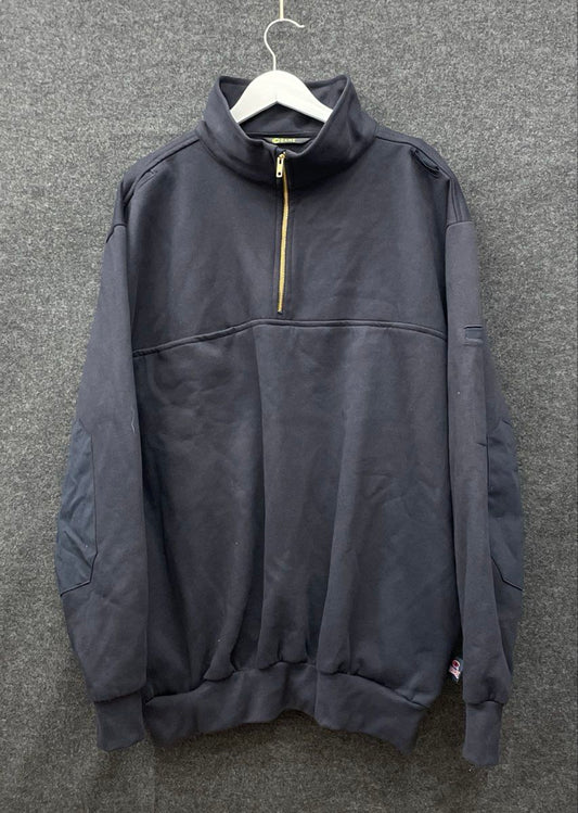 Game Workwear Men's Navy Blue Responder Job Shirt Quarter Zip Fleece Sz 2XL