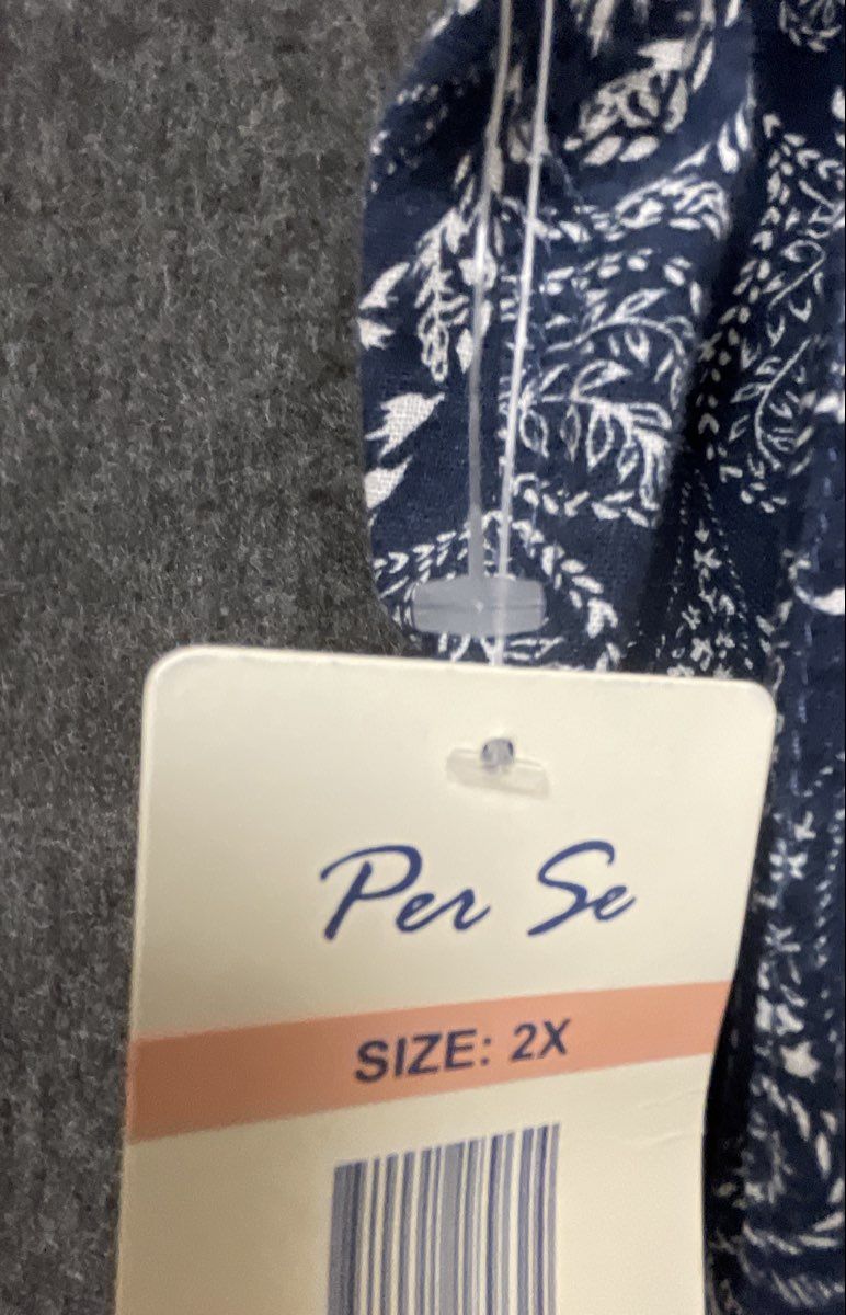 Per Se Women's Blue White Paisley Print Drawstring Waist Pants Sz 2X NWT