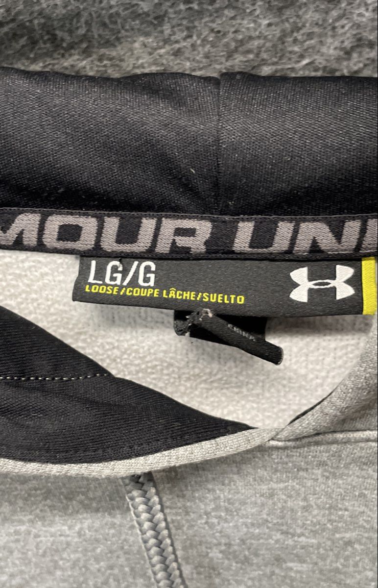 Under Armour Men's Gray Big Logo Loose Fit Hoodie Sweatshirt Sz LG