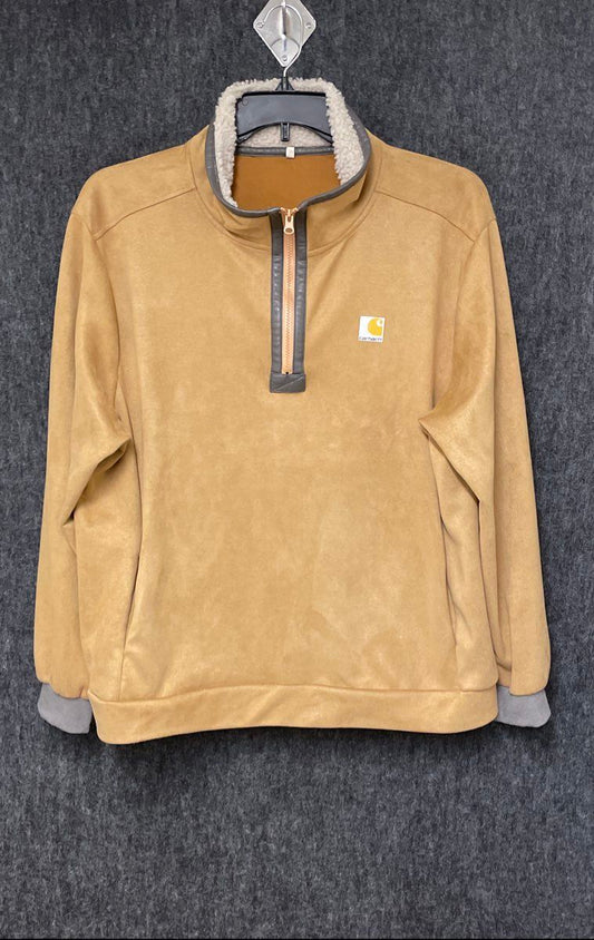 Carhartt Men's Tan 1/4 Zip Sherpa Lined Fleece Pullover Jacket Sz 2XL
