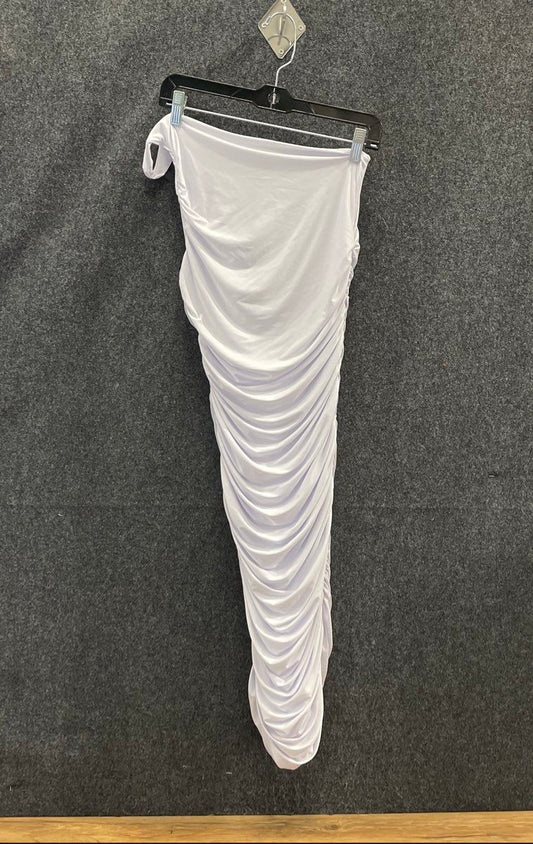 Fashion Nova Women's My Man and Me Ruched Midi Dress White NWT Sz L