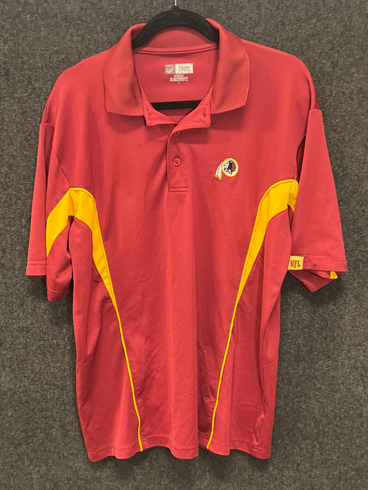 NFL Team Apparel Men's Washington Redskins Polo Shirt Burgundy Gold Sz L