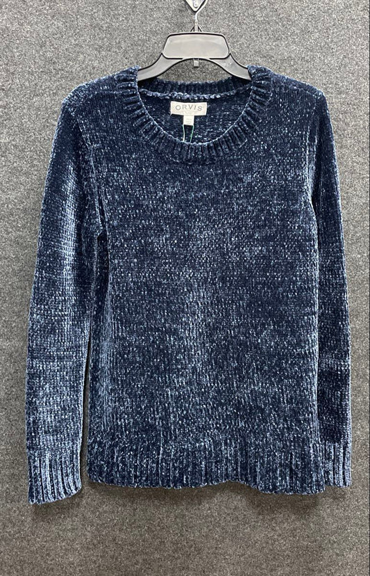 Orvis Women's Navy Blue Chenille Crewneck Knit Pullover Sweater Size S NWT