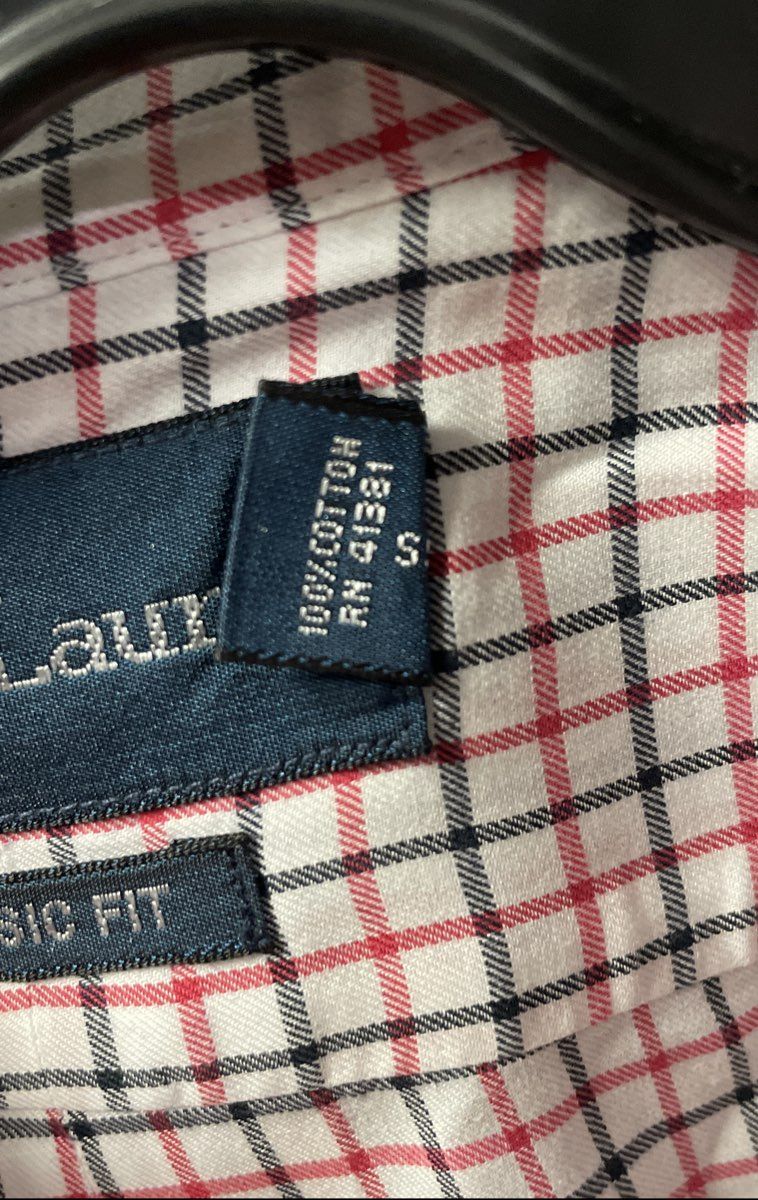 Ralph Lauren Men's Red Navy Blue Plaid Classic Fit Cotton Button Down Shirt Sz L
