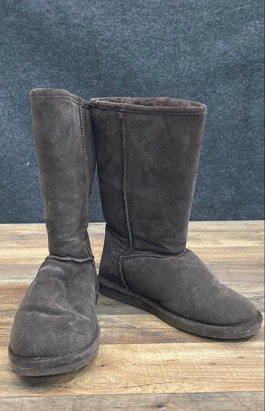 Bearpaw Dark Brown Suede Sheepskin Lining Mid-Calf Boots Women's Size 10