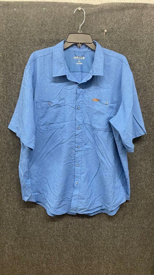 Orvis Men's Classic Collection Blue Short Sleeve Button Up Shirt XXL