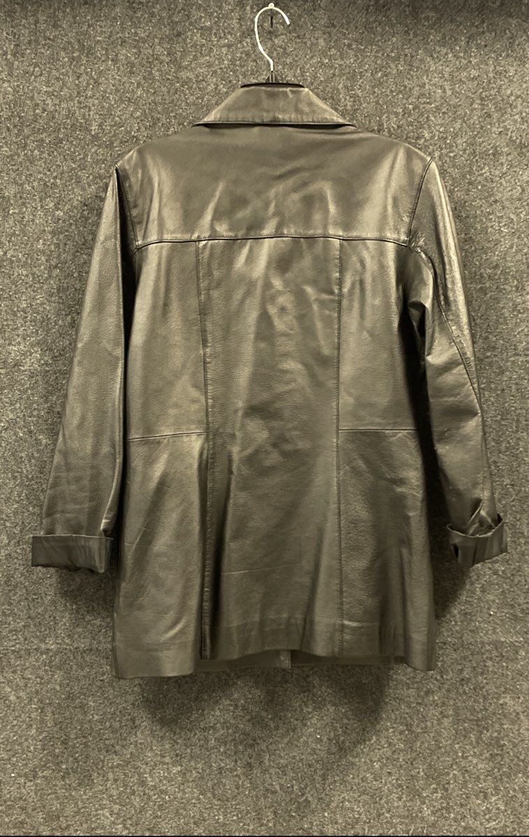 John Paul Richard Women's Black Leather Jacket Vintage 90s Blazer Coat Sz 10