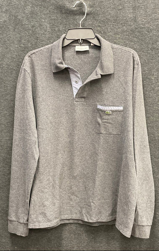 Lacoste Men's Heather Gray Classic Fit Long Sleeve Pocket Polo Shirt Sz XL