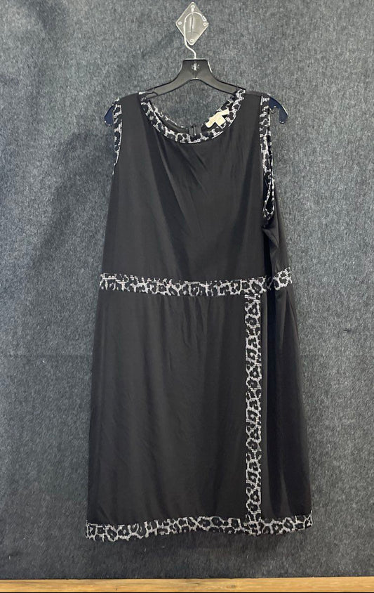 Michael Kors Women's Black Sleeveless Printed Trim Shift Dress Size 2X