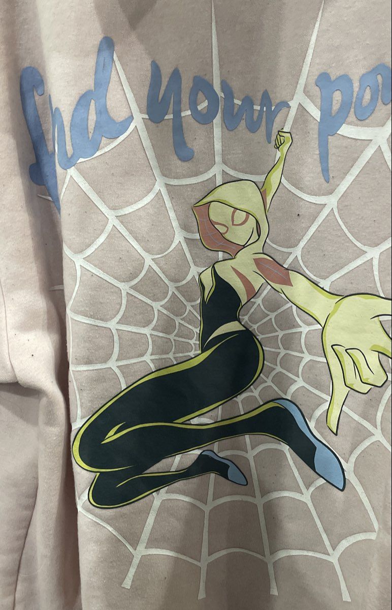 Marvel Women's Ghost-Spider Pink Graphic Full Zip Hoodie Gwen Stacy Size XL