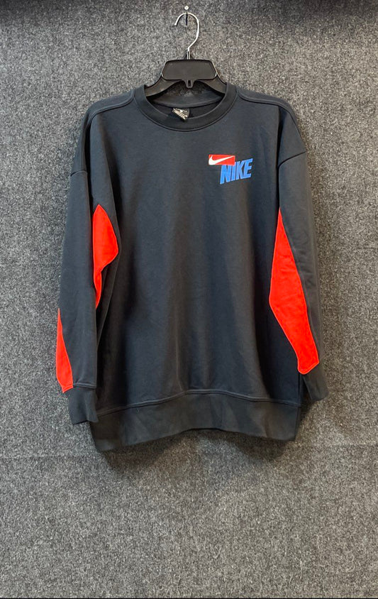 Nike Men's Black Dri-FIT Long Sleeve Sweatshirt Red Colorblock Logo Sz S