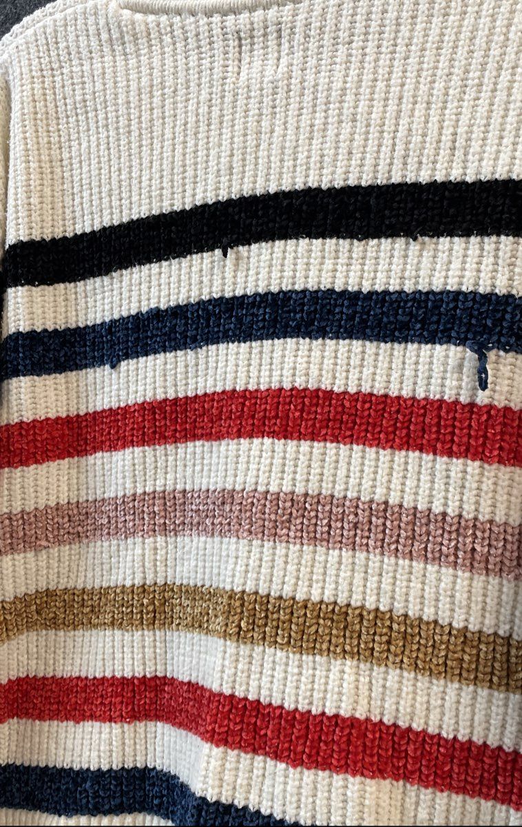 GAP Women's Multicolor Striped Chenille Ribbed Knit Sweater Sz L