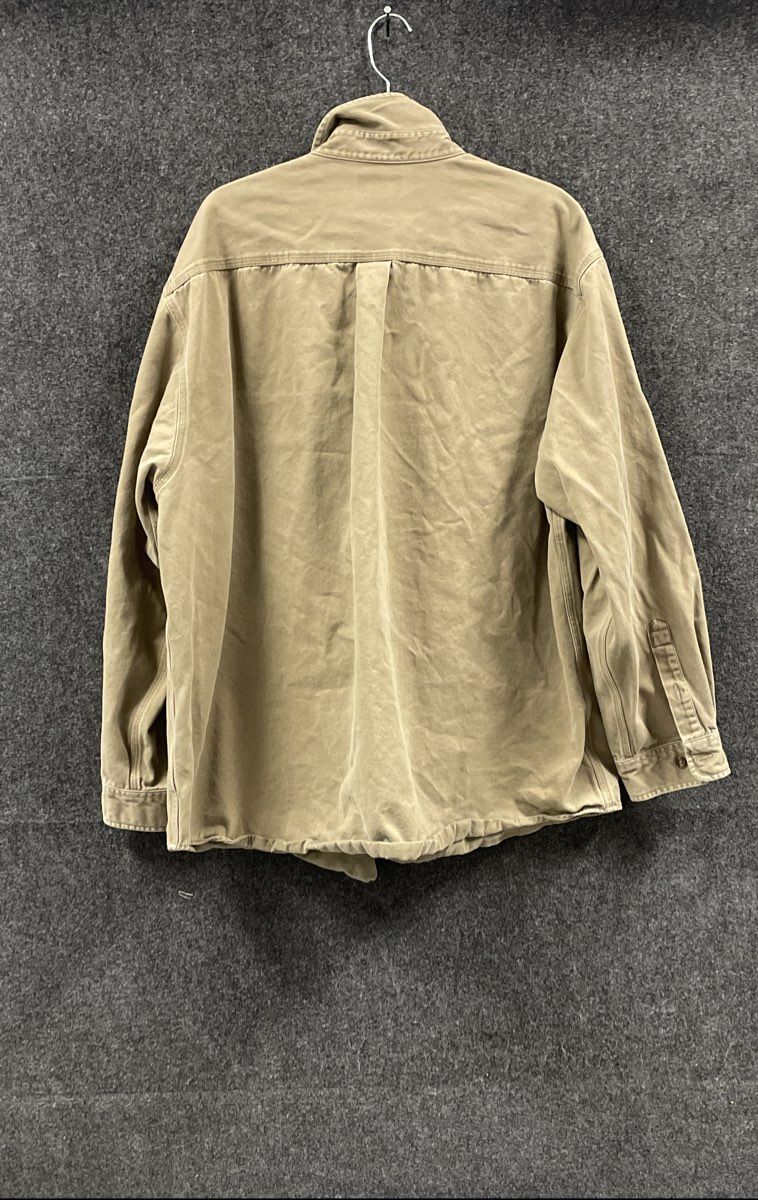 Carhartt Men's Tan Brown Long Sleeve Cotton Twill Button Down Work Shirt Sz 2XL