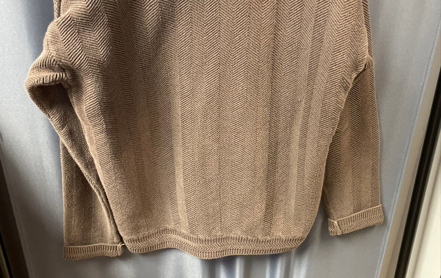 Vintage 90s Chaps Ralph Lauren Men's Brown Chevron Knit Cotton Sweater Size M