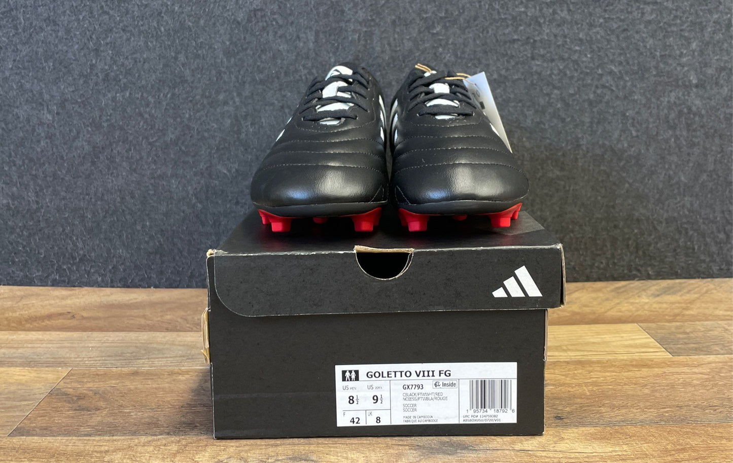 Adidas Goletto VIII FG Black White Red Soccer Cleats Men's Size 8.5 NWT