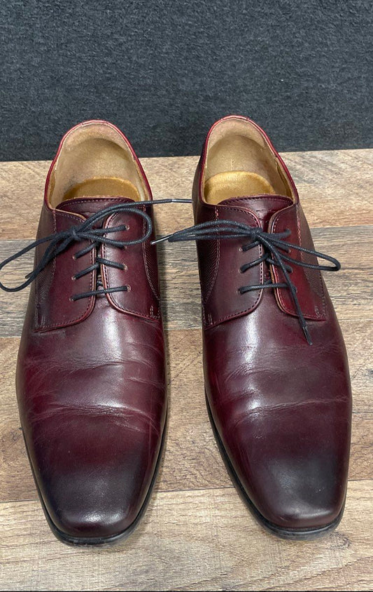 Florsheim Burgundy Leather Plain Toe Derby Men's Dress Shoes Size 10.5