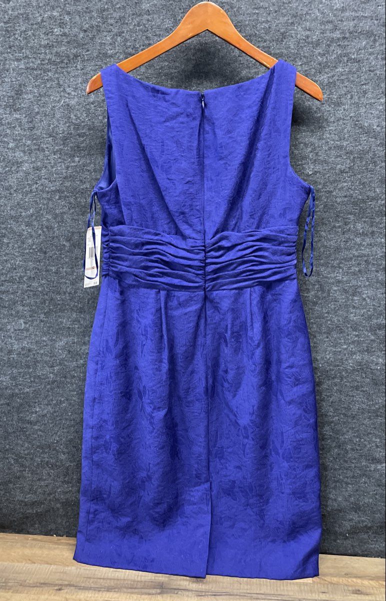 Evan-Picone Women's Sapphire Purple Ruched Sleeveless Textured Dress Sz 12 NWT