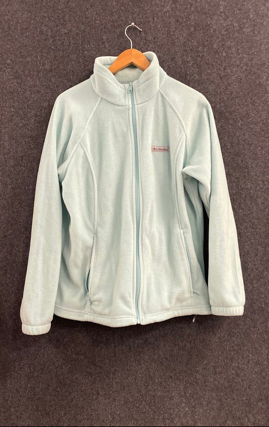 Columbia Women's Benton Springs Full Zip Fleece Jacket Light Blue Size 1X