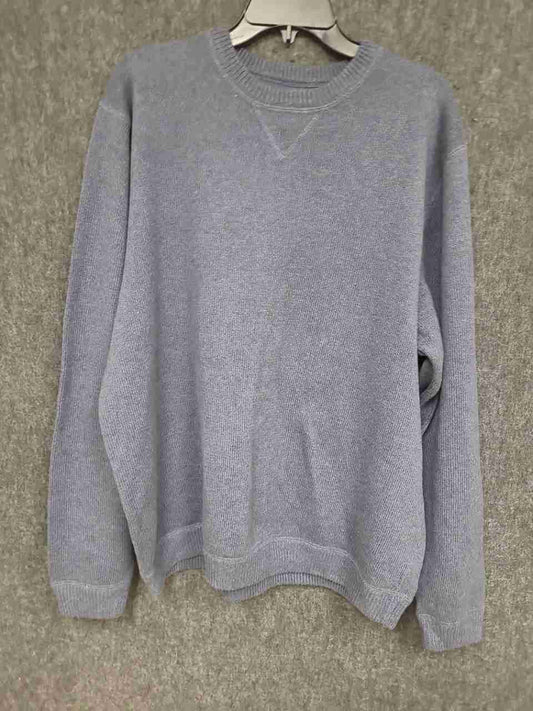 Eddie Bauer Men's Blue Crewneck Cotton Knit V-Stitch Sweater Tall Sz XL