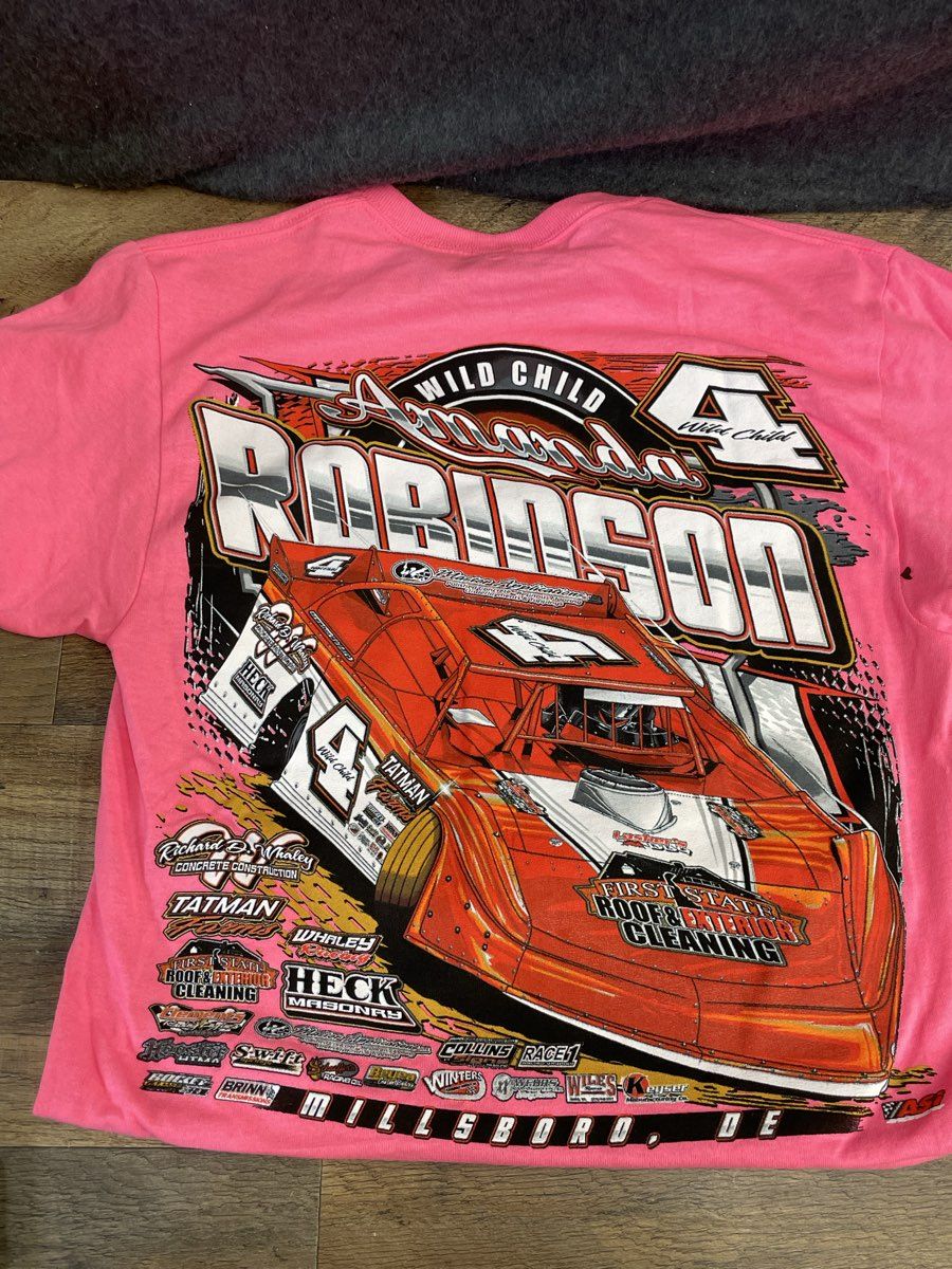 Amanda Robinson Wild Child #4 Signed Autographed Pink Racing Tee T-Shirt