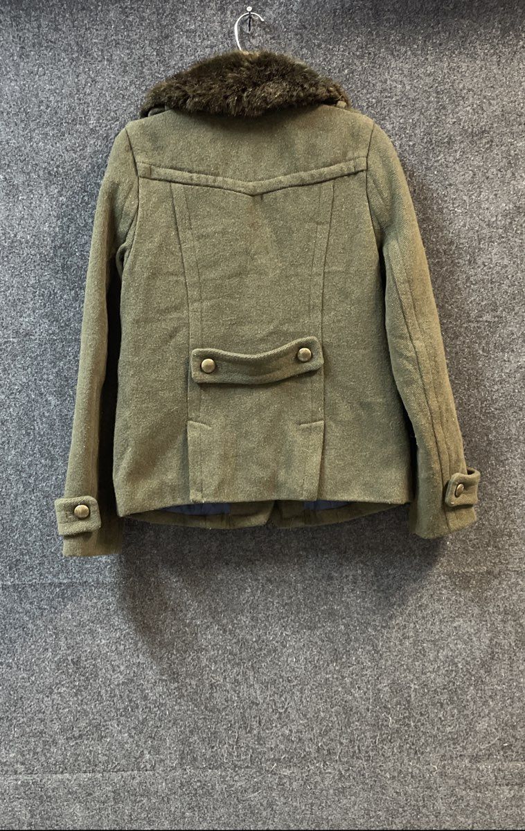 American Eagle Women's Olive Green Faux Fur Collar Wool Blend Peacoat Sz M