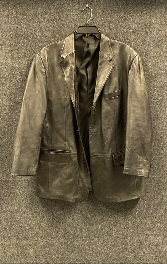 J. Ferrar Men's Black Leather Blazer Sport Coat Jacket Size Large