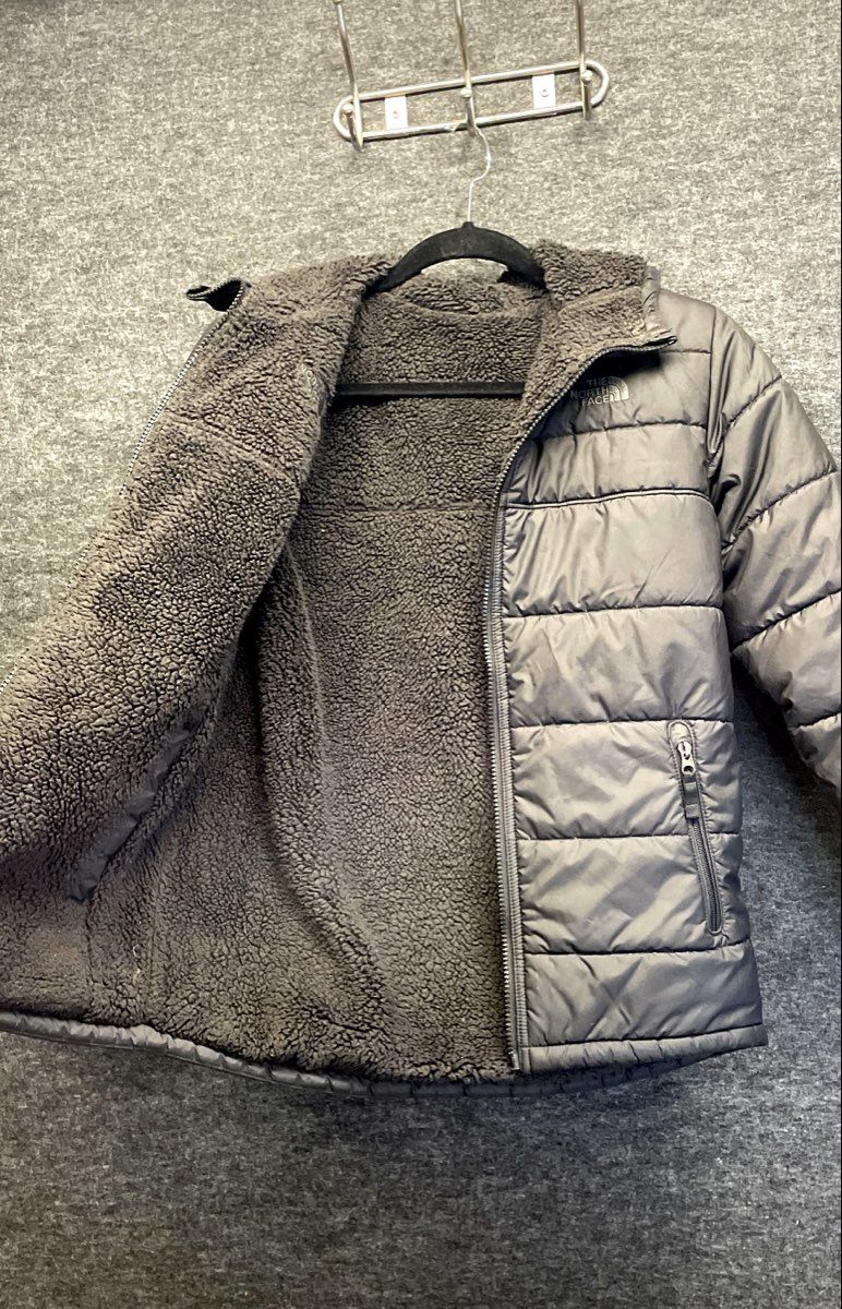 The North Face Youth Black Sherpa Fleece Lined Hooded Quilted Puffer Jacket
