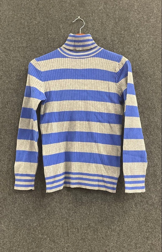 L.E.I. Juniors Blue Gray Striped Ribbed Knit Turtleneck Sweater Sz XL