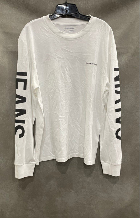 Calvin Klein Jeans Men's White Graphic Long Sleeve T-Shirt Size L