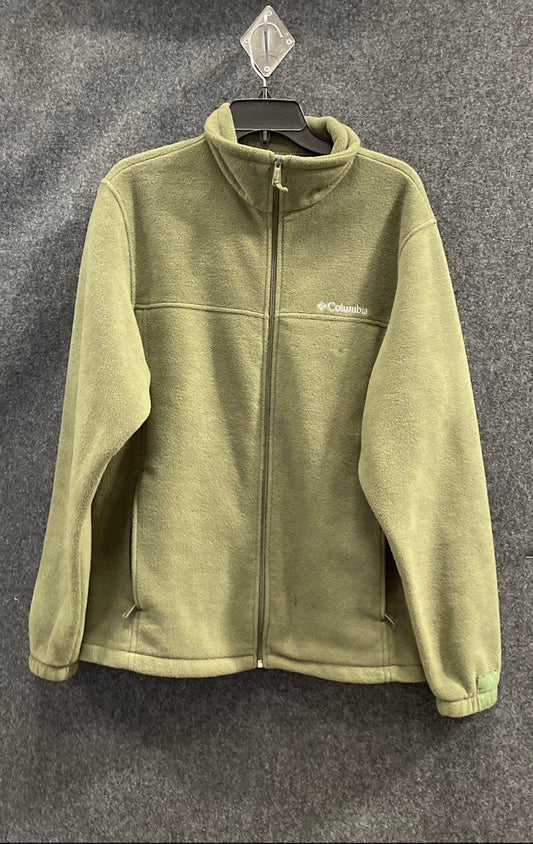 Columbia Men's Outdoor Fleece Jacket Olive Green Full Zip Logo Size L