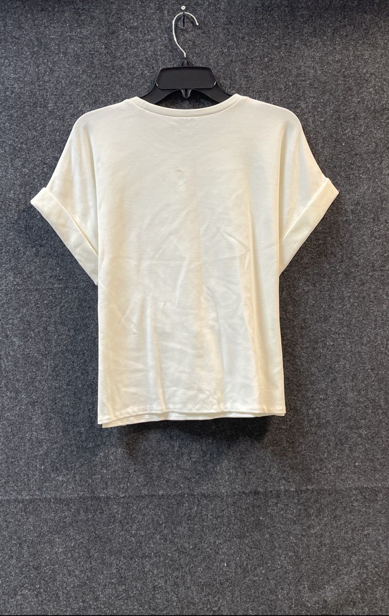 Express Women's White Short Sleeve Tie Front Cuffed Top Size S NWT