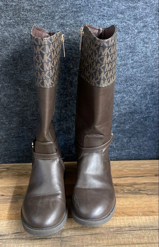 Michael Kors Shylie Brown Signature Logo Tall Riding Boots Kids Size 2