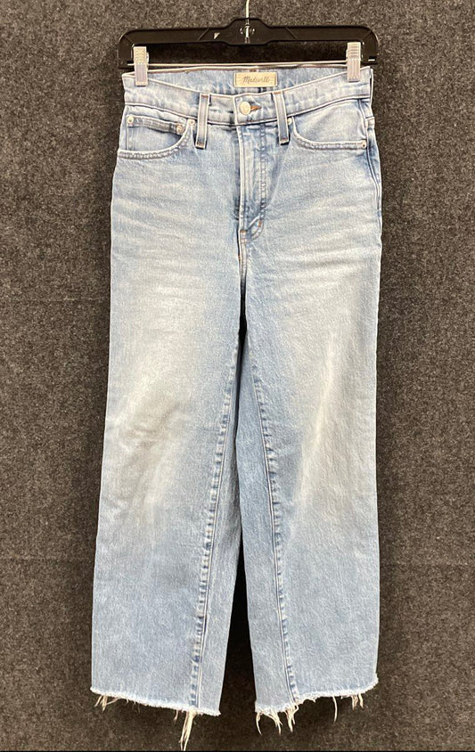 Madewell Women's Perfect Vintage Wide-Leg Crop Jean Light Wash Raw Hem Sz 25