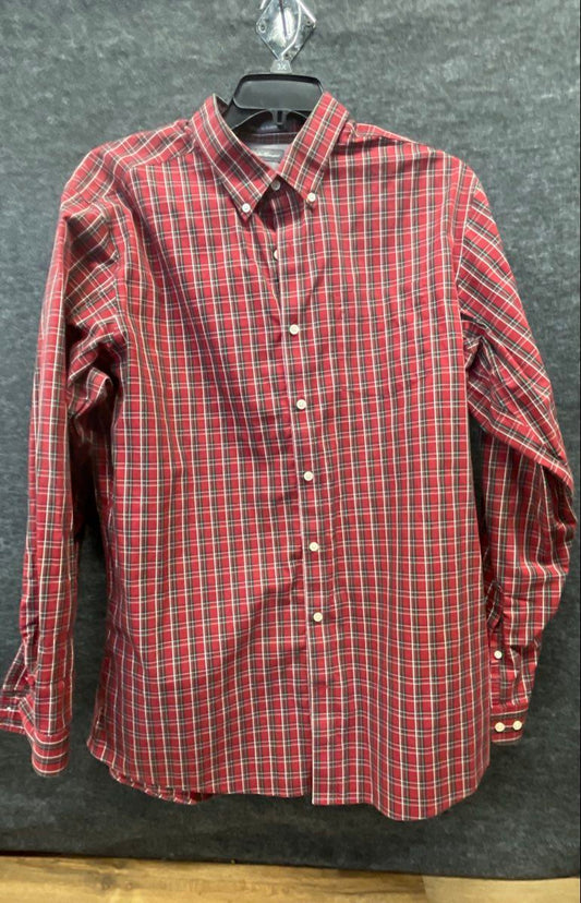 Eddie Bauer Men's Red Plaid Long Sleeve Button Down Shirt Size TXL