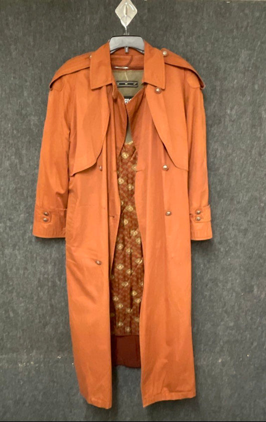 Vintage 90s London Fog Women's Rust Double Breasted Trench Duster Coat Sz 10