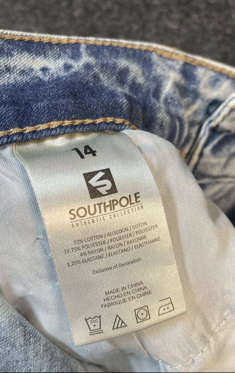 Southpole Boy's Light Cloud Acid Wash Cargo Jeans Straight Leg Zip Knee NWT 14
