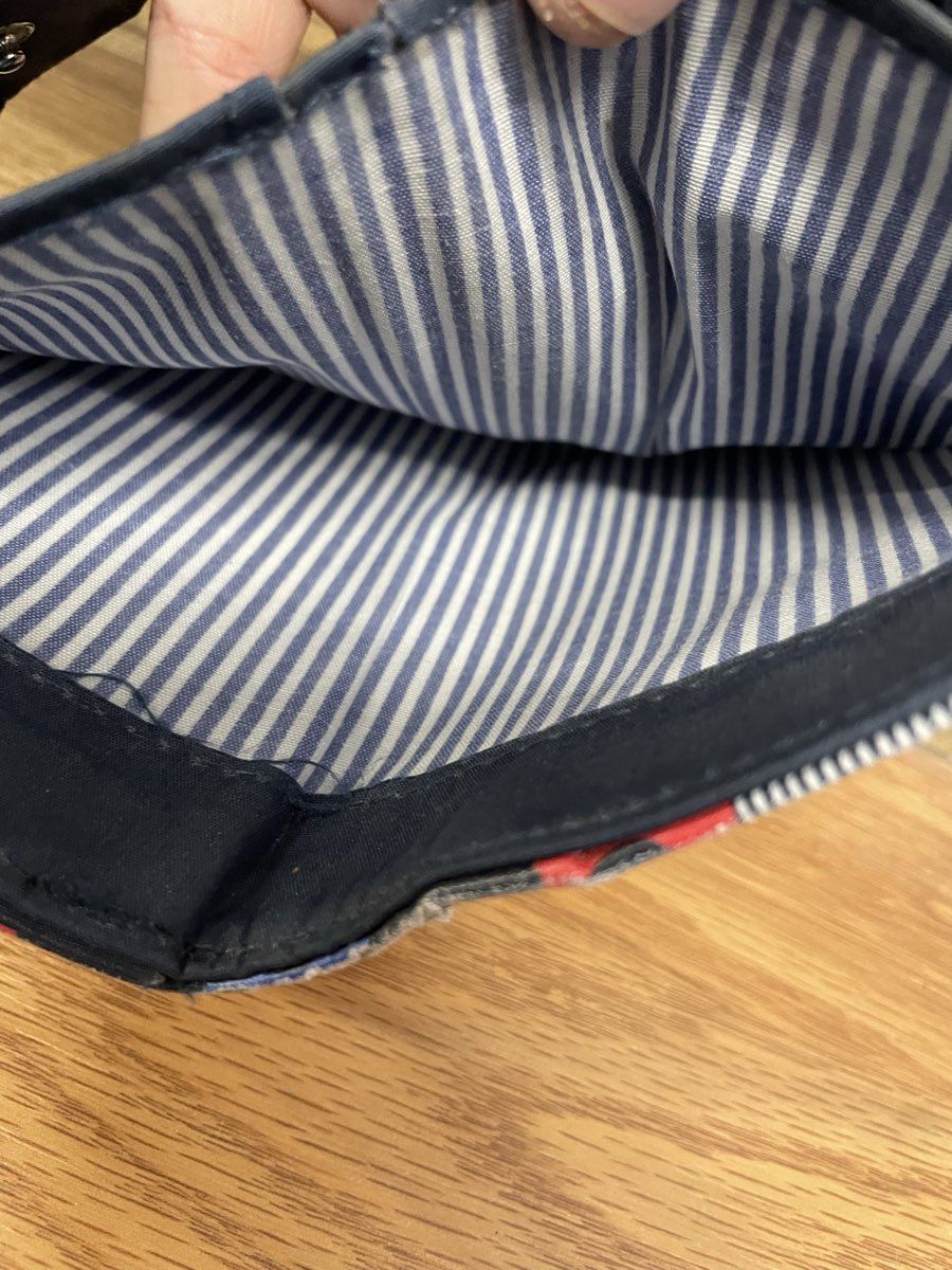 Nautica Red Blue Checkered Logo Bifold Wallet RFID Protection Navy Blue