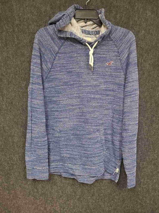 Hollister Men's Pacific Merchants Blue Marled Knit Pullover Hoodie Sz S