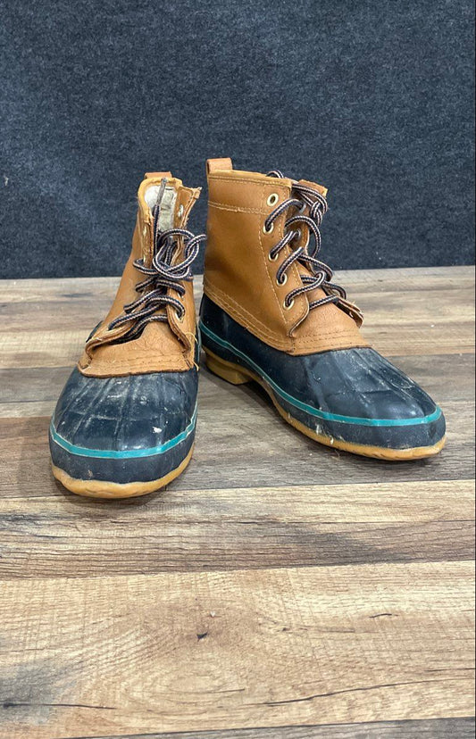 Vintage 80s Sporto Duck Boots Brown Black Waterproof Rain Snow Size 7