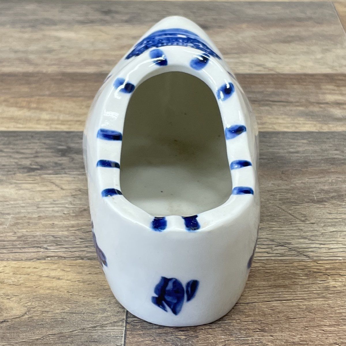 Vintage 1978 Geerlings Dutch Mini Clog Ashtray Blue White Porcelain Windmill