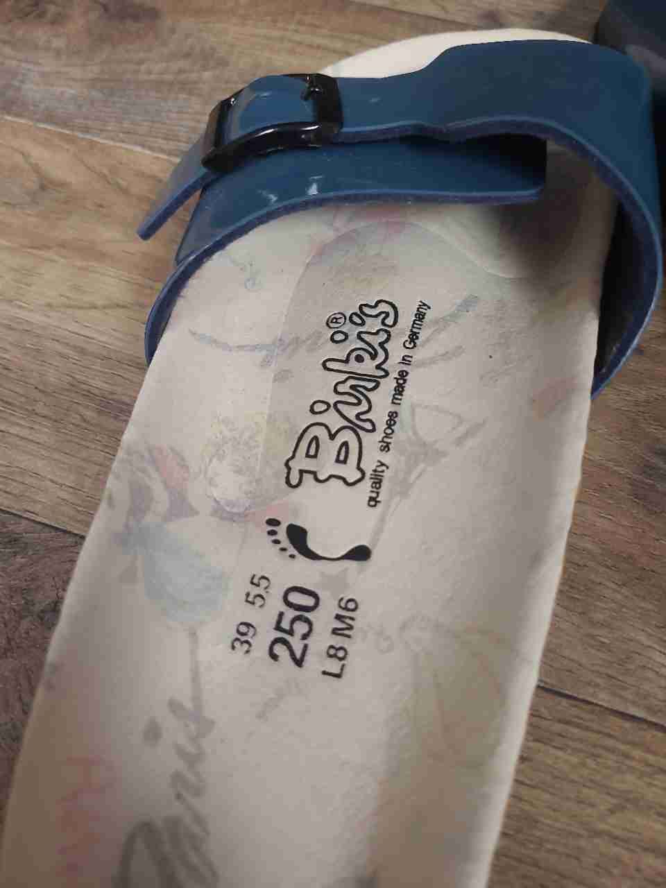 Birki's Madrid Blue Single Strap Slide Sandals Women's Size 8 EU 39