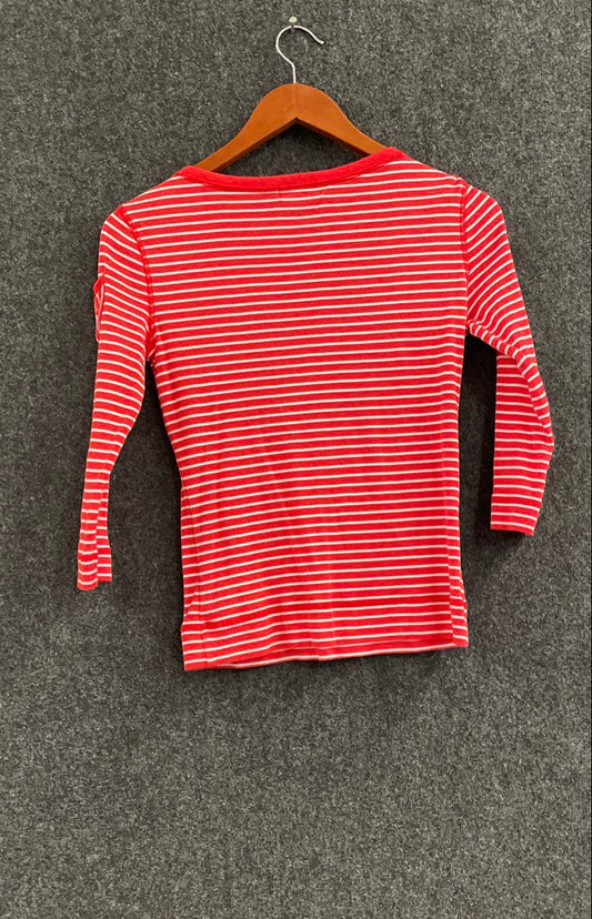 Lauren Jeans Co Ralph Lauren Women's Red Striped Boatneck Top Sz XS