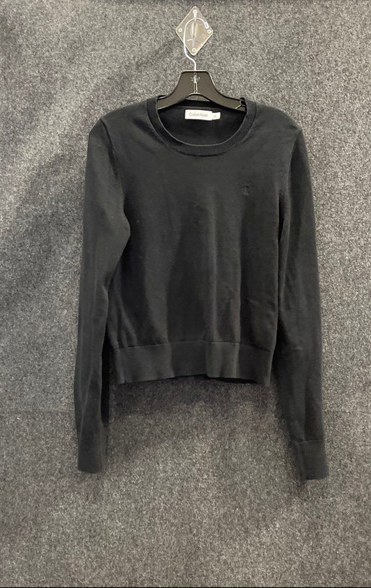 Calvin Klein Women's Black 100% Cotton Crewneck Long Sleeve Shirt Size M