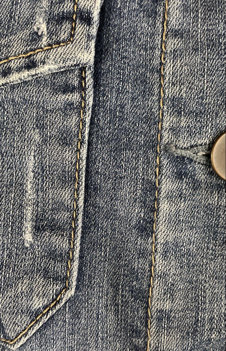 KUT from the Kloth Women's Blue Denim Trucker Jacket Distressed Stretch Sz S