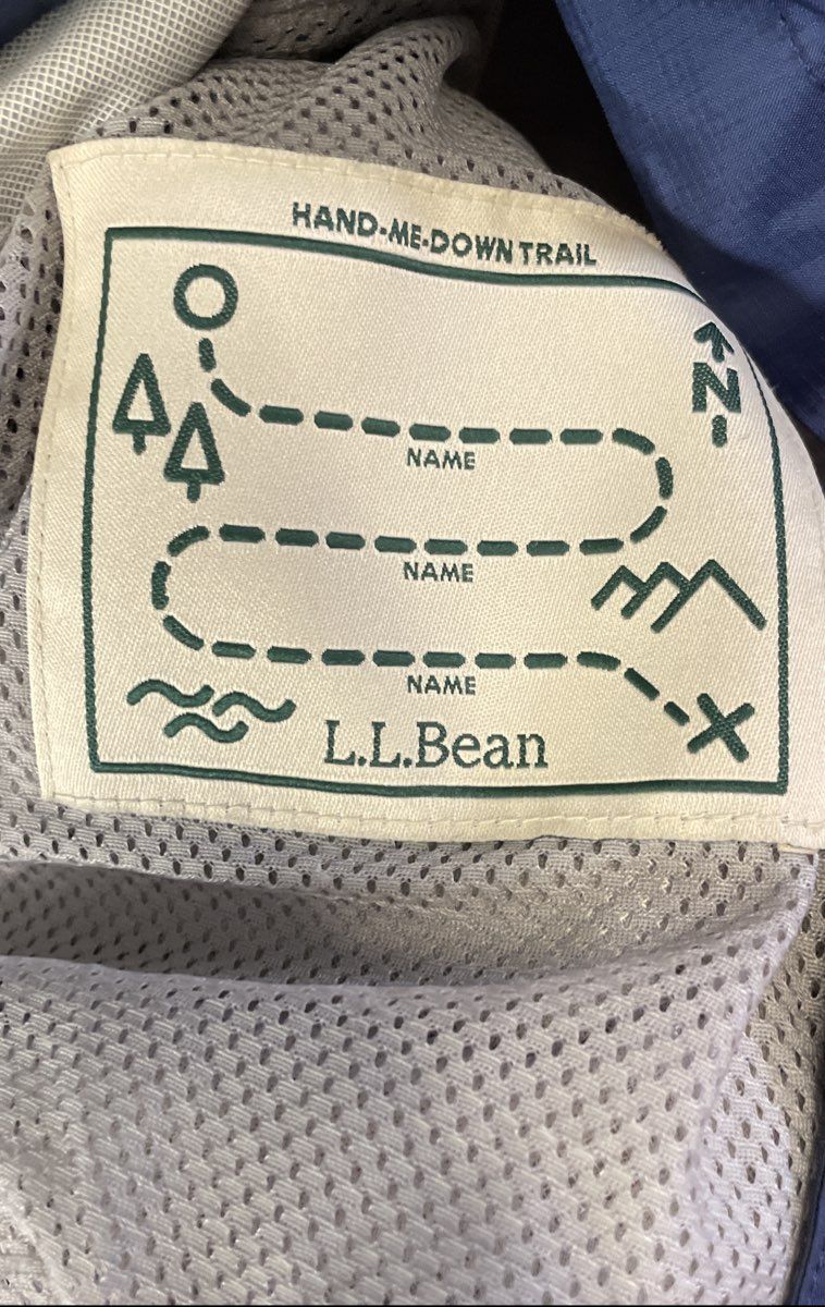 LL Bean Youth Rain Jacket Windbreaker Green Blue TEK Recycled Nylon Sz XL 18