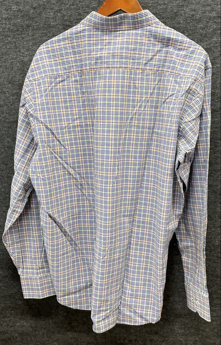 Bugatchi Uomo Men's Long Sleeve Button Up Shirt Blue White Yellow Plaid Classic