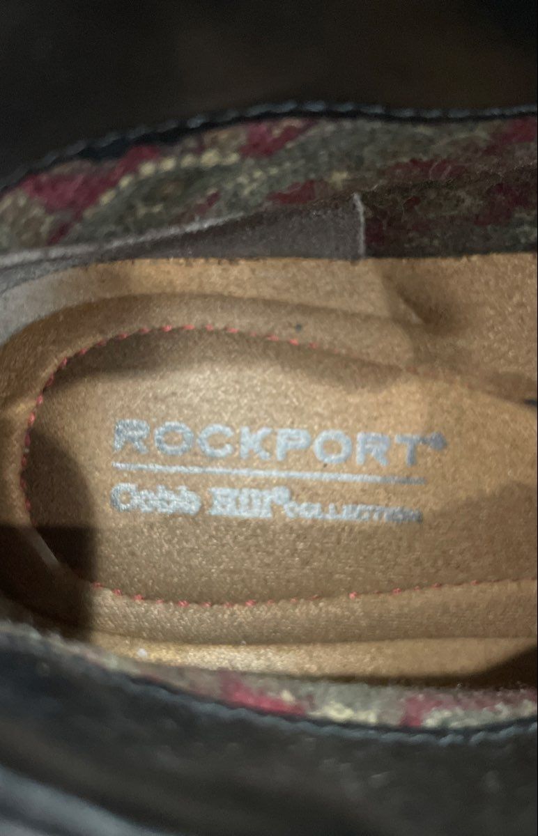 Rockport Black Leather Perforated Heel Side Zip Ankle Boots Size 10